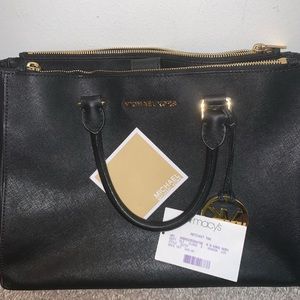 Michael Kors double zipper Black Leather handbag